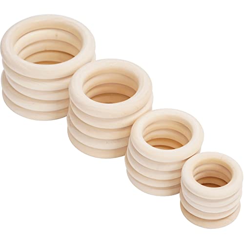 FLYAMAPIRIT Holzringe Set Naturholz Runde Ringe für Kunst & Handwerk, Wohnkultur, DIY Schmuckherstellung Projekte, Anhängerverbinder Perlen (40mm, 50mm, 60mm, 70mm) Cover