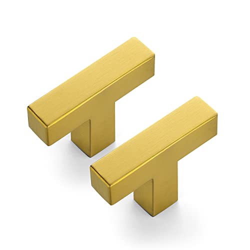 Image of Ravinte Gold Cabinet Handles Square Cabinet Pulls, Single Hole, 20 Pack | Stainless Steel Hardware Pulls, Smooth Bar Grip, Kitchen Cabinet Update, For Cabinets, Cupboards, Drawers, Furniture Projects