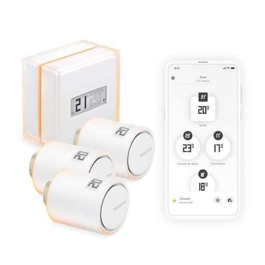 Netatmo Pack Termostato Inteligente + 3 Cabezales Termostáticos Conectados e Inteligentes, WiFi, Control Remoto vía App, Compatible con Calefacción Individual, NBU-NTH-Nav-EU.