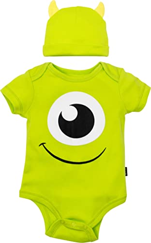 Disney Pixar Monsters Inc. Mike Wazowski Baby Boys' Costume Bodysuit Hat Green (6-9 Months)