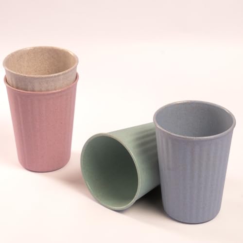 Image of Irida Naturals Planet Friendly Fluted Cups - 100% BPA Free Reusable Microwave Safe, Perfect for Hot and Cold Unbreakable Coffee Cups for Serving Tea & Juices, Set of 4 360ML (Multicolour)