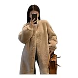OFTBUY Schafschur Langer Pelzmantel aus reiner Wolle Herbst und Winter Lose dicke warme Damen-Lammwolloberbekleidung-dGTO