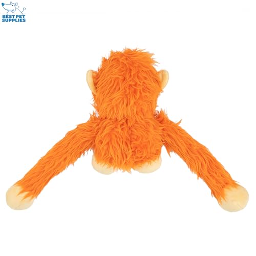 Image of Best Pet Supplies Interactive Squeaky Dog Chew Toy, Ideal Dog Toys for Chewers, Small, Medium & Large Dogs, and Fetch Lovers - O-Hug-Atan (Orange), Large