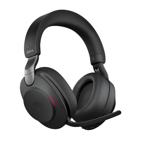 Image of Jabra Evolve2 85 Wireless PC Headset Noise Cancelling UC Certified Stereo Headphones With Long-Lasting Battery USB-C Bluetooth Adapter Black.