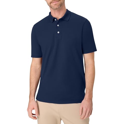 Hanes mens Short Sleeve X-temp Performance Polo fashion t shirts, Navy, Large US
