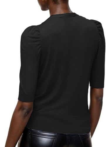 Image of Women's V Neck Puff Sleeve Sweater Pullovers Lightweight Work Ofiice Knitted Tunic Tops
