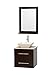 Wyndham Collection Centra 24" Single Bathroom Vanity in Espresso, Ivory Marble Countertop, Pyra Bone Porcelain Sink & 24" Mirror