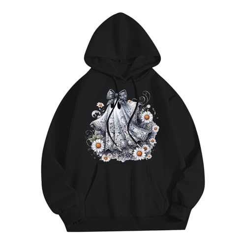 Halloween Hoodies for Women 2025 Fall Fashion Long Sleeve Cute Ghost Graphic Lightweight Hoodie with Pockets