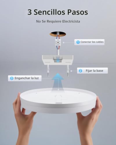 Miniatura 4 de Combuh Plafón Led 48w 4320lm Fácil De Instalar Adecuado Para Dormitorios Modernos Salones Cocina Blanco Cálido 3000k Redondo Ø30cm
