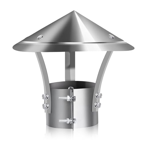 Kaminabdeckung, Edelstahl Schornsteinabdeckung Kaminhaube Regenhaube Schornsteinhaube Kaminaufsatz Metall Runder 80 mm für Ofenrohre Kamin Rauchfang