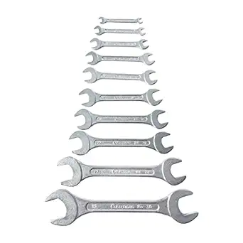 Eastman Double Open-End Jaw Spanners Wrench Set - Crv Set Of 10Pcs, Kit-3/101M Special Kit, Chrome Vanadium Steel, Chrome Plated - E-2001,