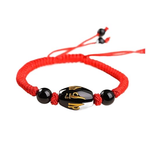 Agate noire Feng Shui et corde rouge porte-bonheur pour attirer la prospérité