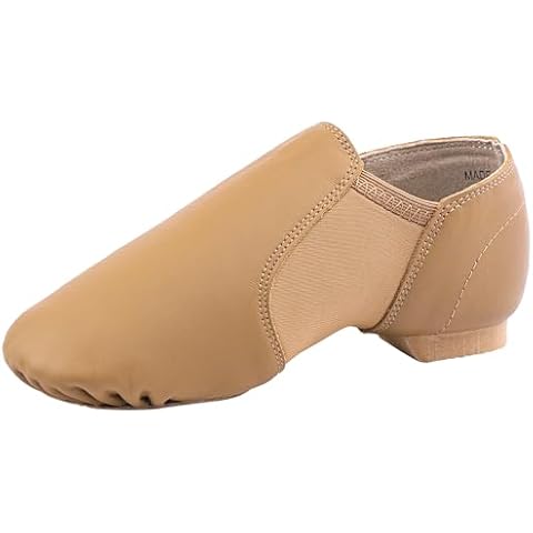 Linodes Leather Jazz Shoe Slip On for Girls and Boys Brown 13M Little Kid Cover