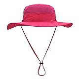 Home Prefer Women's Sun Hat UPF50+ Wide Brim Bucket Hats Mesh Sun Protection Caps for Fishing Camping Gardening Rose Red