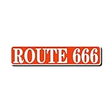 Route 666 ビンテージ ブリキ看板 レトロ 素朴な男の洞窟 ブリキプレート ヴィンテージ ノベルティ ストリート 農家 亜鉛 ガレージ 壁装飾 メタルサイン イエロー 15.8 x 3.94インチ