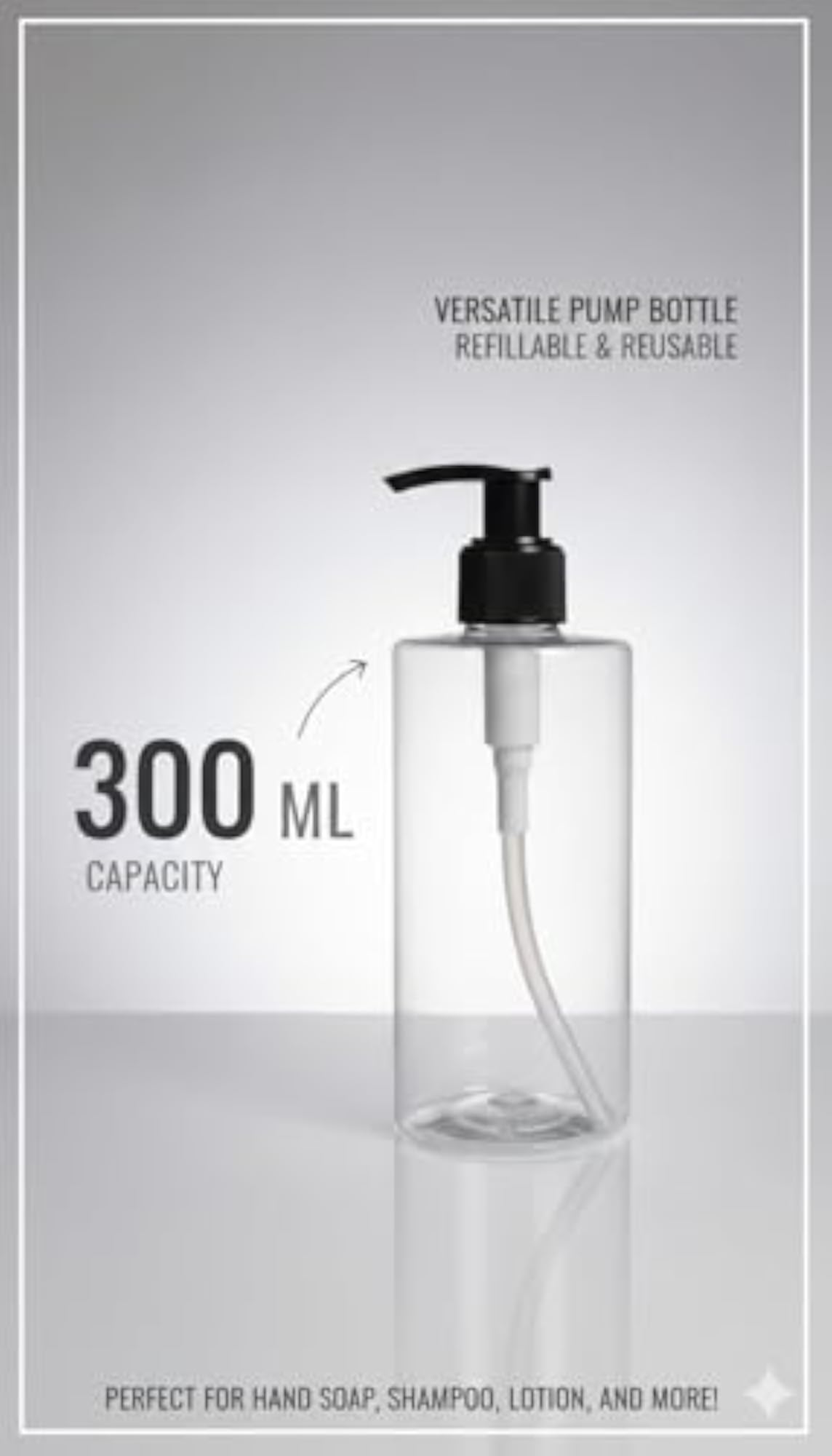 300ml Transparent Empty Bottle, Durable Design