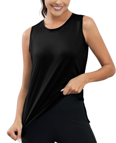 KevaMolly Workout Tank Tops for Women UPF50+ Breathable Athletic Running Shirts Sleeveless Tank Yoga Tops with Slit
