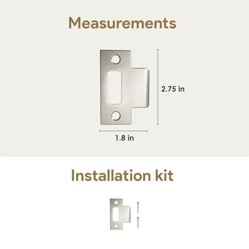 Image of Mega Handles T-Strike Door Plate - Durable Door Strike Plate, Silver Strike Plates for Interior Doors