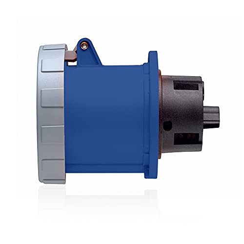 Leviton 5100R9W 100 Amp, 120/208 Volt 3-Phase WYE, 4P, 5W, Outlet North American Pin & Sleeve Receptacle, Industrial Grade, IP67, Watertight - BLUE