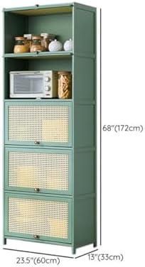 Bamboo Kitchen Sideboard Storage Cabinet – Freestanding Multi-Layer Rack for Pots, Dishes & Appliances – Versatile Home Organizer (27.6" L x 13" W x 41.7" H)