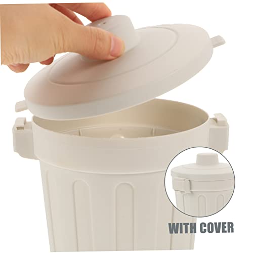 Caneca de basura para escritorio con tapa y soporte de plástico miniatura 2