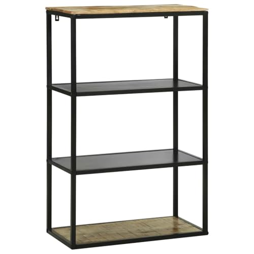 Estantería rectangular de madera maciza de mango con baldas para libros y decoración moderna 2