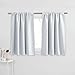 PONY DANCE Small Kitchen Valances - Rod Pocket Curtain Panels Thermal Insulated Window Drapes for Nursery/Kitchen/Living Room, 42 W x 36 L, Greyish White, 1 Pair