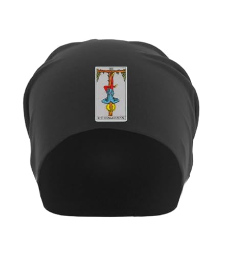 Bonnet souple en coton léger noir imprimé artistique Tarot Le Pendu