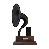 Handmade Acoustic Phone Speaker, Gramophone Phone Amplifier, Vintage Passive Speaker for Home Decor, Office Furniture Gift, Unique Handmade Smart Phone Dock - Dark Walnut
