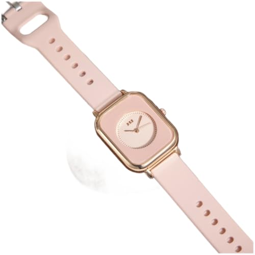 QuivyLivy Quadratische Quarzuhr für Damen mit Silikonarmband, Retro- Mode- Accessoire- Set für Studenten, verstellbare Dornschließe, mehrere Farboptionen (grün)