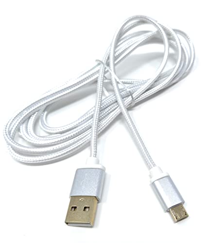 DRUT 2m, Micro USB to USB 2.0 Fast Charger Braided Cable 24AWG, A-Male to Micro B Gold Connectors Lead (6.5ft, Silver) - Image 3