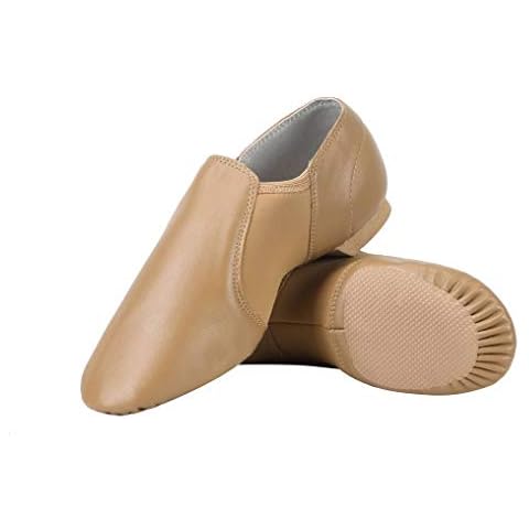 Dynadans Unisex PU Leather Upper Slip-on Jazz Shoe with Arch Insert for Women and Men's Dance Shoes-Brown-7.5M-UPG Cover