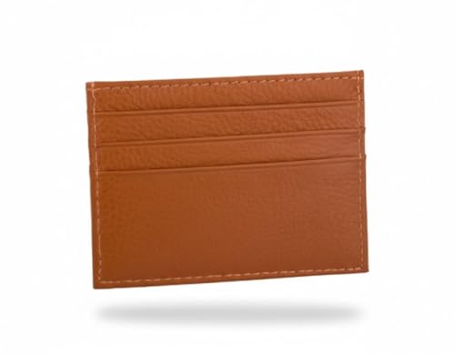 Porta-Cartões Slim Unissex – Carteira Minimalista em Couro Sintético, Compacta, Leve e Segura para Cartões, CNH e Dinheiro. (Marrom)