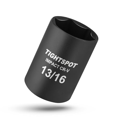 Image of TIGHTSPOT 1 /2 Inch Drive - 13 /16 Inch Shallow Impact Socket with Anti-Rounding 6 Point Design, Heat-Treated CRV Steel