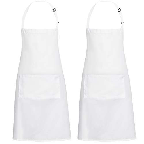 PERLLI 2 Pack Premium Adjustable Bib Apron Extra Thick Version Water Resistant Professional