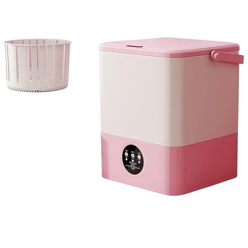 Geyaziu 折りたたみ式 ミニ洗濯機 3kg容量|下着 靴下 ベビー服専用 省電力60W 節水設計|アパート 寮 一人暮らし対応|キャンプ 旅行用 コンパクト洗濯機 【簡単操作 急速洗浄 耐久性強化 携帯便利 家庭用小型】 (6.5L,ピンク) [並行