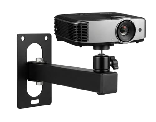 Image of Projector Wall Mount Stand with Adjustable Tilt, Swivel & 360 Rotation Ball Head | Heavy Duty Metal Bracket Holder for CCTV Mini Single Screw Projector | Weight Capacity 10Kg (Black)