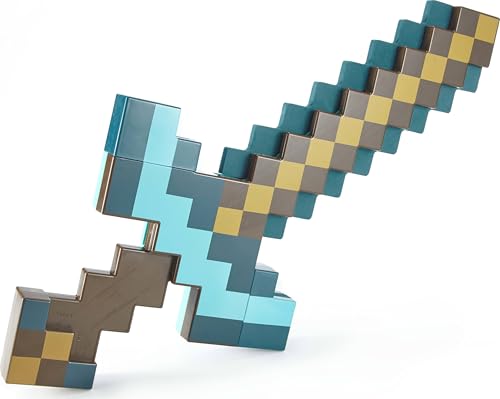 mattel minecraft transforming diamond sword amp pick-axe kid-sized 2-in-1 toy accessory for role-play amp costumes amazon exclusive