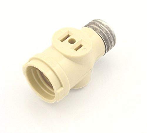 Leviton 1403-I Keyless Socket Adapter with 2 Outlet, 660 W, 125 V, Medium Base, 1 Pack, Ivory