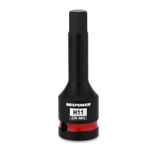 MIXPOWER 1/2 Drive 11mm Hex Impact Bit Socket Allen Bit Socket CR-MO Steel Master Impact Hex Driver