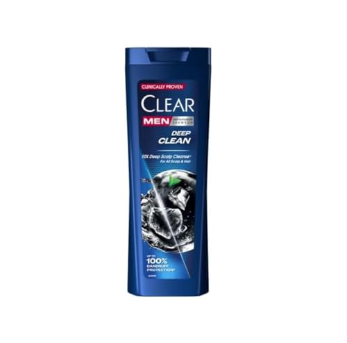 CLEAR Men Deep Clean, Shampooing Anti-pelliculaire, Nettoyant En Profonde, Charbon Actif Et Menthol, Pour Tout Type De Cheveux, Niacinamide, 360ml