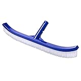 18' Heavy Duty Pool Brush with EZ Clips & Curved Ends – Wall, Tile & Floor Cleaner for Inground & Above-Ground Pools – Wide Head, Durable Bristles, Fits Standard Poles, Ideal for Corners