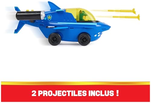 PAT' PATROUILLE AQUA PUPS - Voiture + Figurine Chase - Voiture Pat Patrouille Chase - Figurine à Collectionner - Thème Mer Et Aventures Sous-Marines - Paw Patrol - Jouet Enfant 3 Ans +
