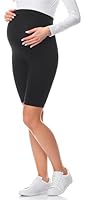 Be Mammy Damen Kurze Umstandsleggings Bequeme und Schwangerschaftsleggings aus Baumwolle Umstandshose Umstandsmode für Sommer BE20-228 (Schwarz, M)
