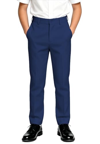Image of DHTS Boys Dress Pants (Size 2-20 Years) Slim Fit Uniform Pants for Toddler & Teens
