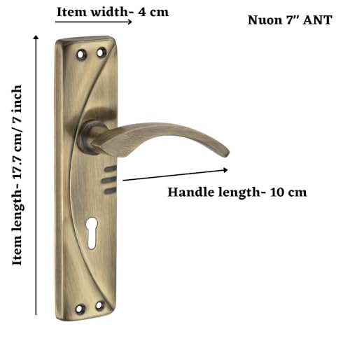 Image of SARDAR Nuon Iron Handle Set 7 Inch|2 Keys | 6 Lever Single Turn Lock Set| Handle Set for Door, Bathroom, Bedroom, Living Room| (Antique)