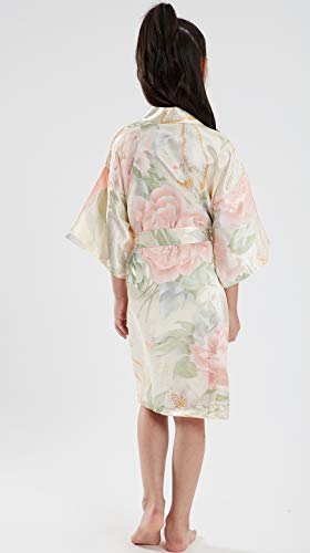 QXQTER Girls Floral Silk Kimono Robe Wedding Flower Girl Robes Dressing Gown Bathrobes Housecoat3