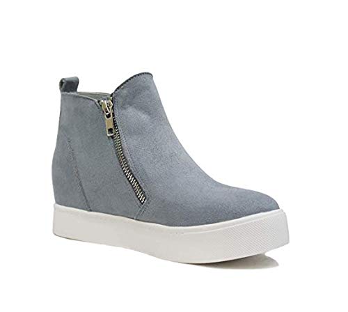 Image of Soda Taylor Hidden Wedge Sole Booties Ankle Heels Sneaker Shoes Side Zipper