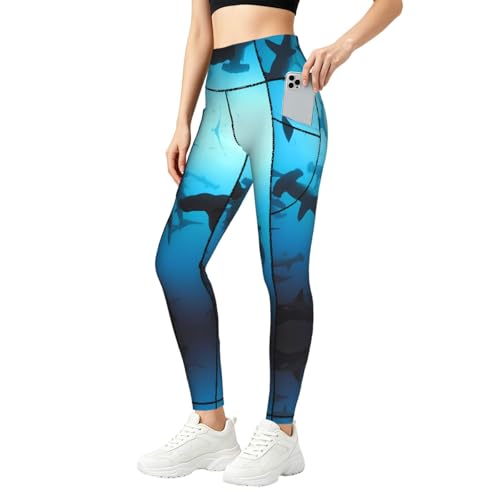 Pantalones de yoga elásticos Hammerhead Sharks leggings cómodos cintura alta anti transparencias