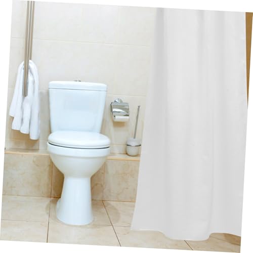 Rideau de bain blanc en polyester imperméable avec crochets pour douche - 8